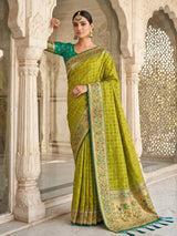 Green Banarasi Silk Contrast Pallu Saree | EZB SI04 SUKLN1004