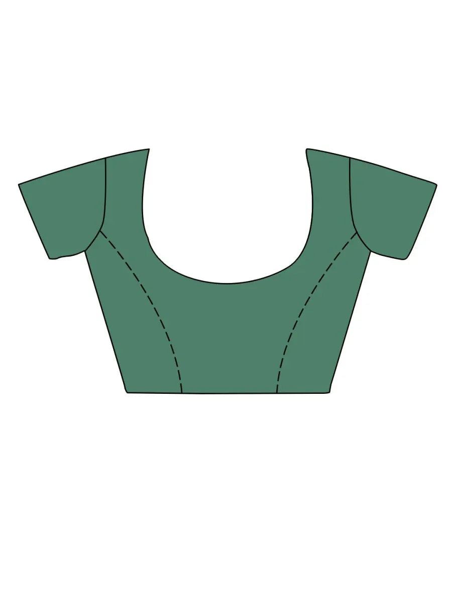 Green Cotton Festive Wear Saree With Blouse Piece - EZBER