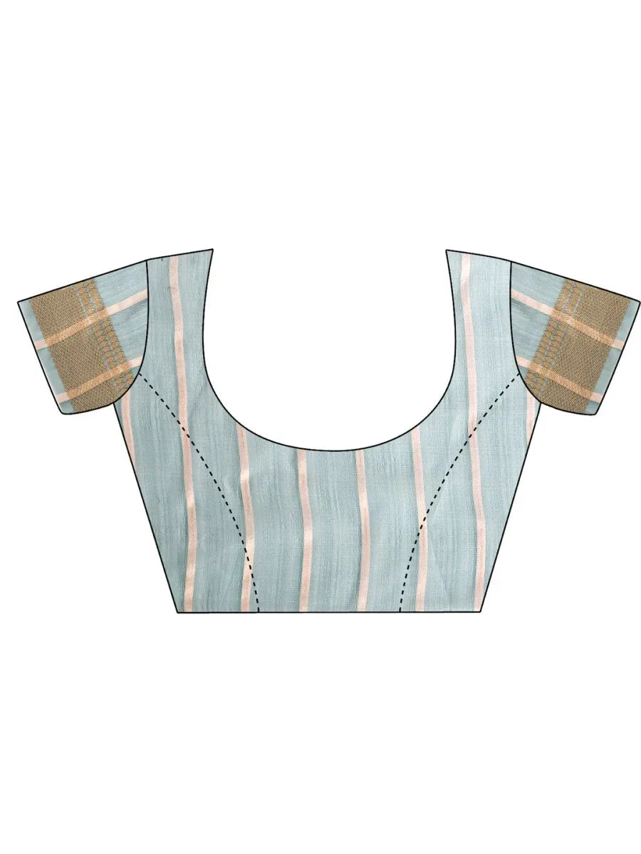 Green FOSHAN Organza Saree with Blouse Piece - EZBER