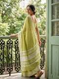 Green Linen Cotton Handloom Saree | EZB SI04 SU1006