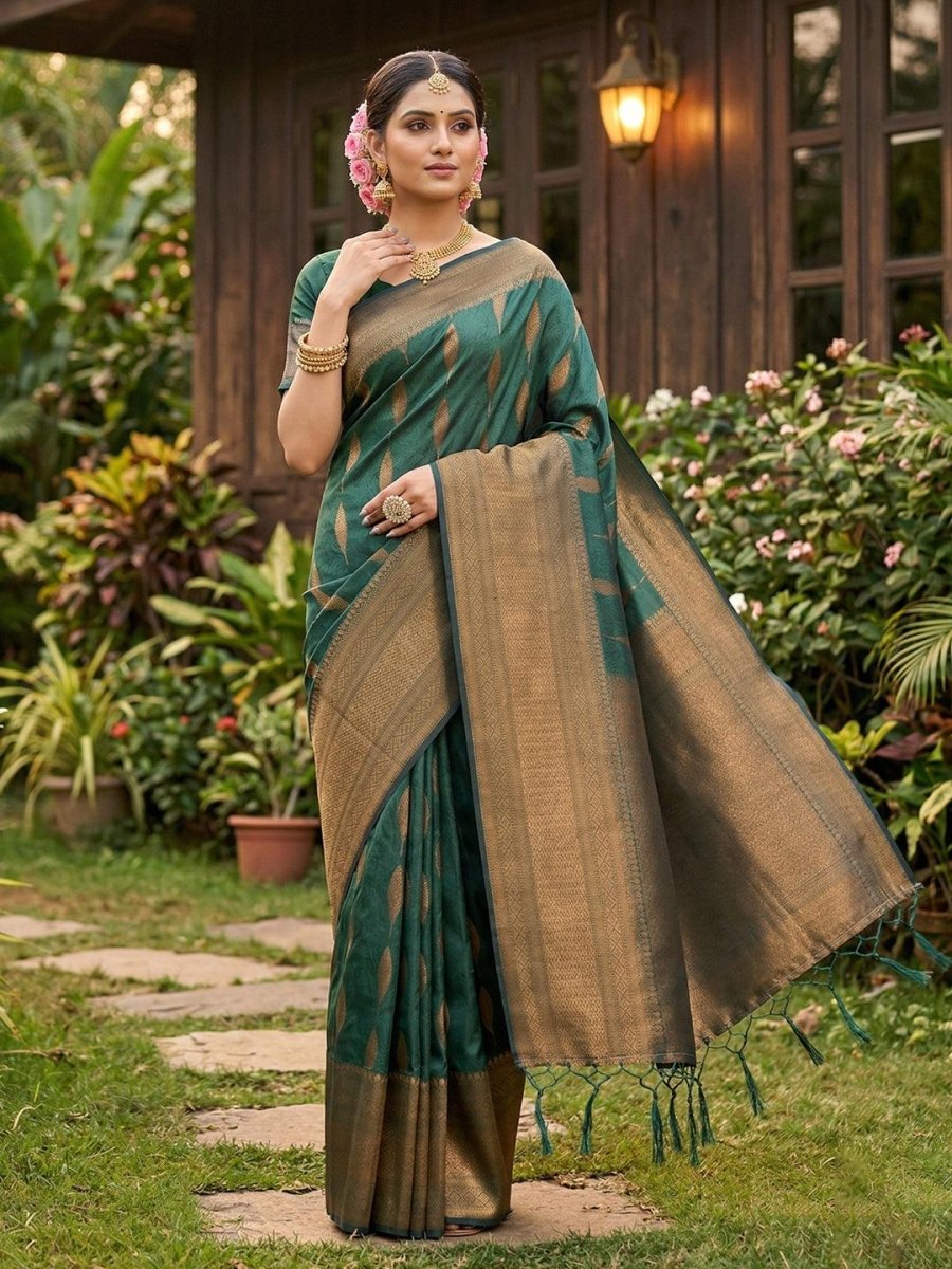 Green Linen Cotton Handloom Saree | EZB SI04 SURIT1006 - EZBER