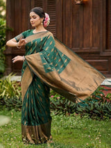 Green Linen Cotton Handloom Saree | EZB SI04 SURIT1006
