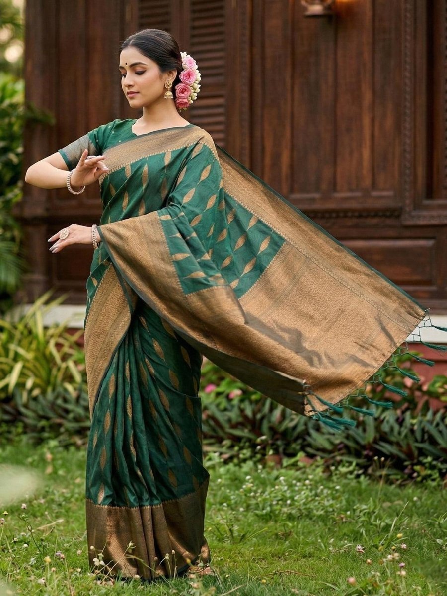 Green Linen Cotton Handloom Saree | EZB SI04 SURIT1006 - EZBER
