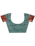 Green Linen Cotton Saree With Blouse Piece - EZBER