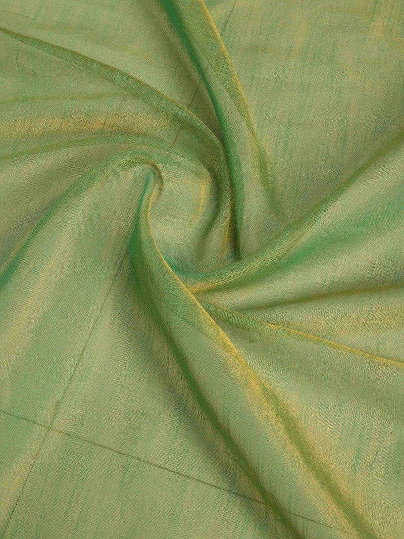 Green Linen Festive Wear Saree With Blouse Piece - EZBER