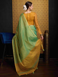Green Linen Festive Wear Saree With Blouse Piece - EZBER