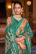 Green Orange Dual Tone Patola Saree - EZBER