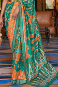 Green Orange Dual Tone Patola Saree - EZBER