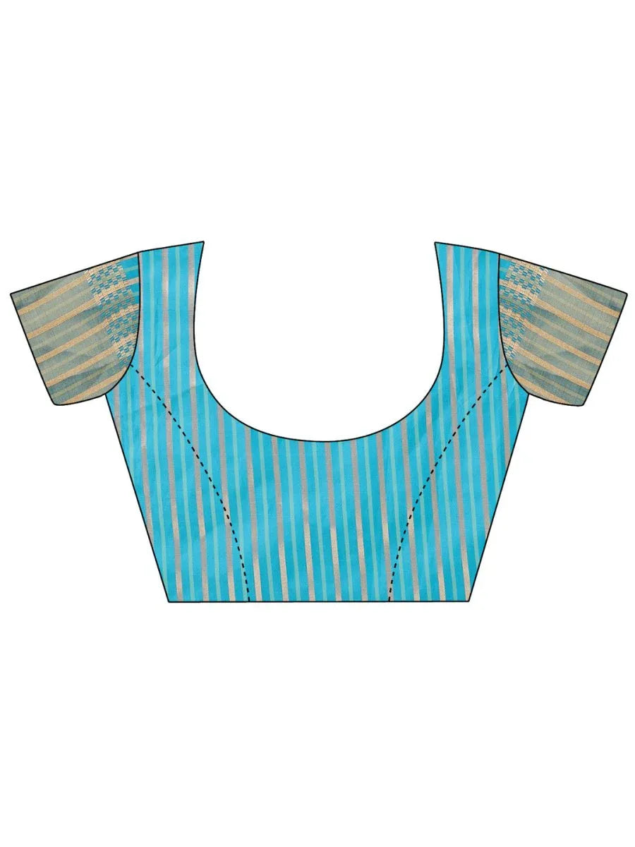 Green Organza Saree With Blouse Piece - EZBER