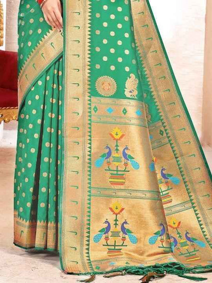 Green Silk Brocade Saree | EZB SI04 BWKVT1004