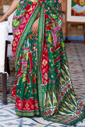 Green Red Dual Tone Patola Saree - EZBER