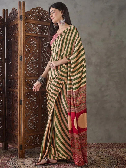 Green Semi Modal Saree | EZB GF02 LUX 12006 - EZBER