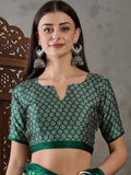 Green Semi Modal Saree With Blouse Piece - EZBER