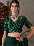 Green Semi Modal Saree With Blouse Piece - EZBER
