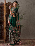 Green Semi Modal Saree With Blouse Piece - EZBER