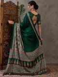Green Semi Modal Saree With Blouse Piece - EZBER