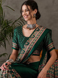 Green Semi Modal Saree With Blouse Piece - EZBER