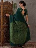 Green Semi Modal Saree With Blouse Piece - EZBER