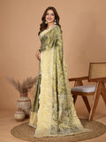 Green Semi Silk Saree With Blouse Piece - EZBER