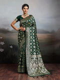 Green Silk Blend Handloom Saree | EZB SI04 SURJW2001 - EZBER