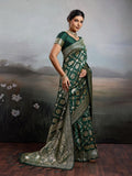Green Silk Blend Handloom Saree | EZB SI04 SURJW2001