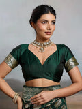 Green Silk Blend Handloom Saree | EZB SI04 SURJW2001 - EZBER