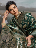 Green Silk Blend Handloom Saree | EZB SI04 SURJW2001 - EZBER