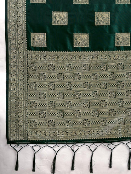 Green Silk Blend Handloom Saree | EZB SI04 SURJW3001 - EZBER