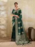 Green Silk Blend Handloom Saree | EZB SI04 SURJW3001 - EZBER
