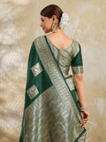 Green Silk Blend Handloom Saree | EZB SI04 SURJW3001 - EZBER