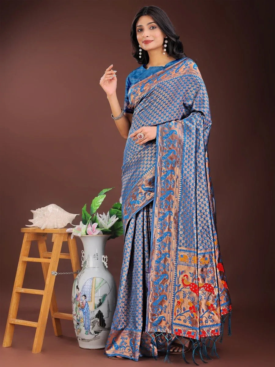 Green Silk Saree With Blouse Piece - EZBER