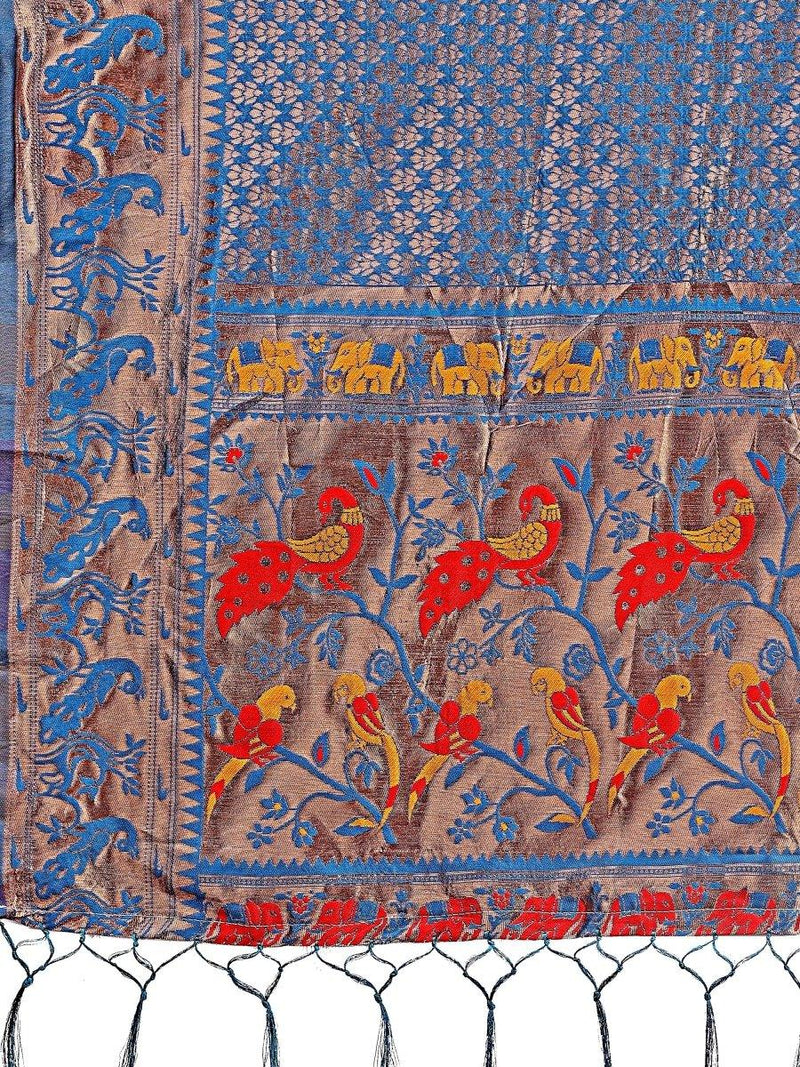 Green Silk Saree With Blouse Piece - EZBER