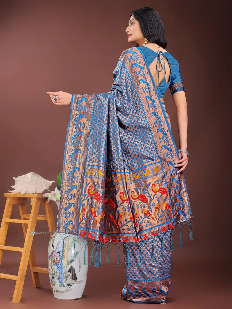 Green Silk Saree With Blouse Piece - EZBER