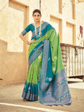 Green Soft Silk Festive Wear Saree With Blouse Piece - EZBER
