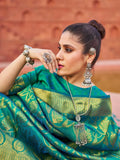 Green Soft Silk Festive Wear Saree With Blouse Piece - EZBER