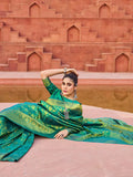 Green Soft Silk Festive Wear Saree With Blouse Piece - EZBER