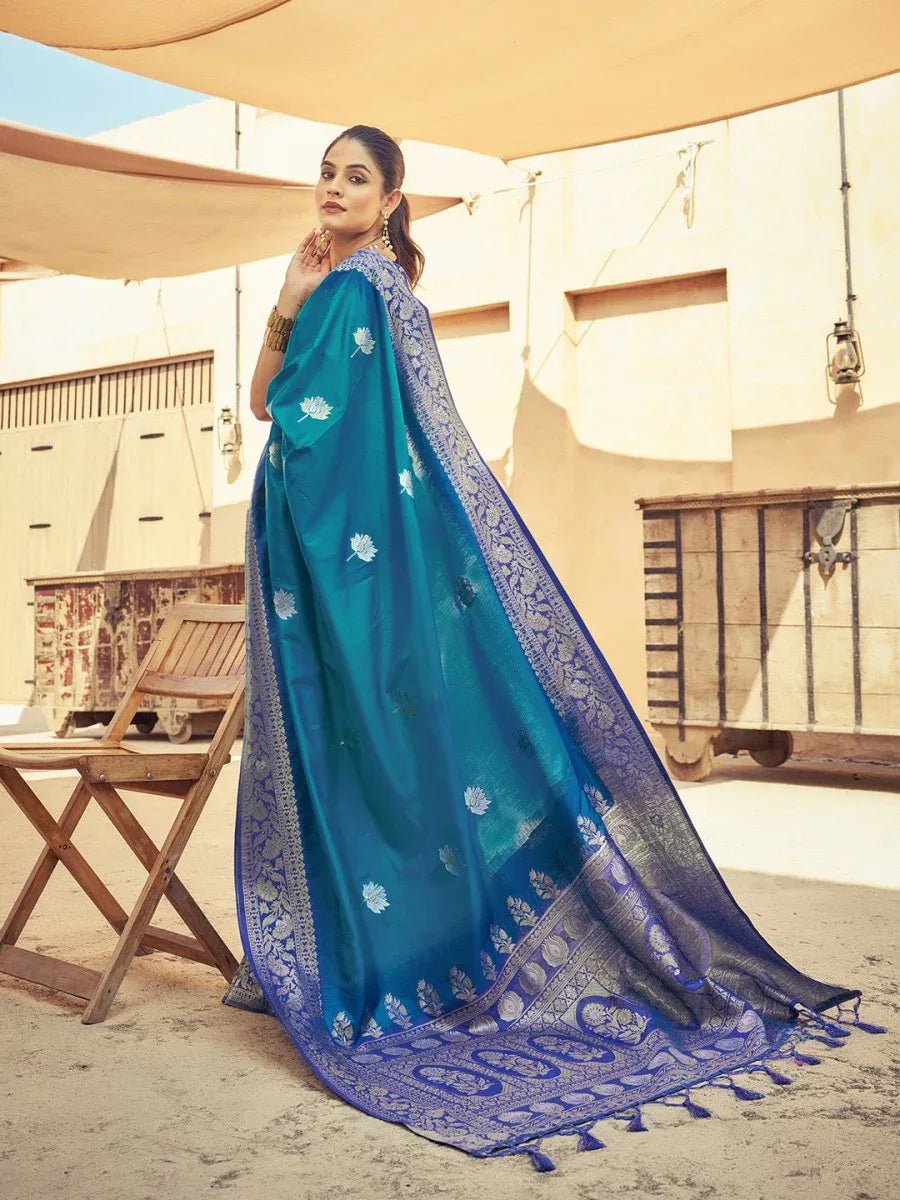 Green Soft Silk Festive Wear Saree With Blouse Piece - EZBER