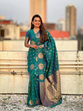 Green Soft silk Saree With Blouse Piece - EZBER