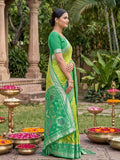 Green Soft Silk Stripe N Motif Saree | EZB SI04 SRPOC8002 - EZBER