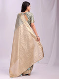 Grey CHICAGO Organza Saree with Blouse Piece - EZBER