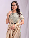 Grey CHICAGO Organza Saree with Blouse Piece - EZBER