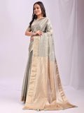 Grey CHICAGO Organza Saree with Blouse Piece - EZBER