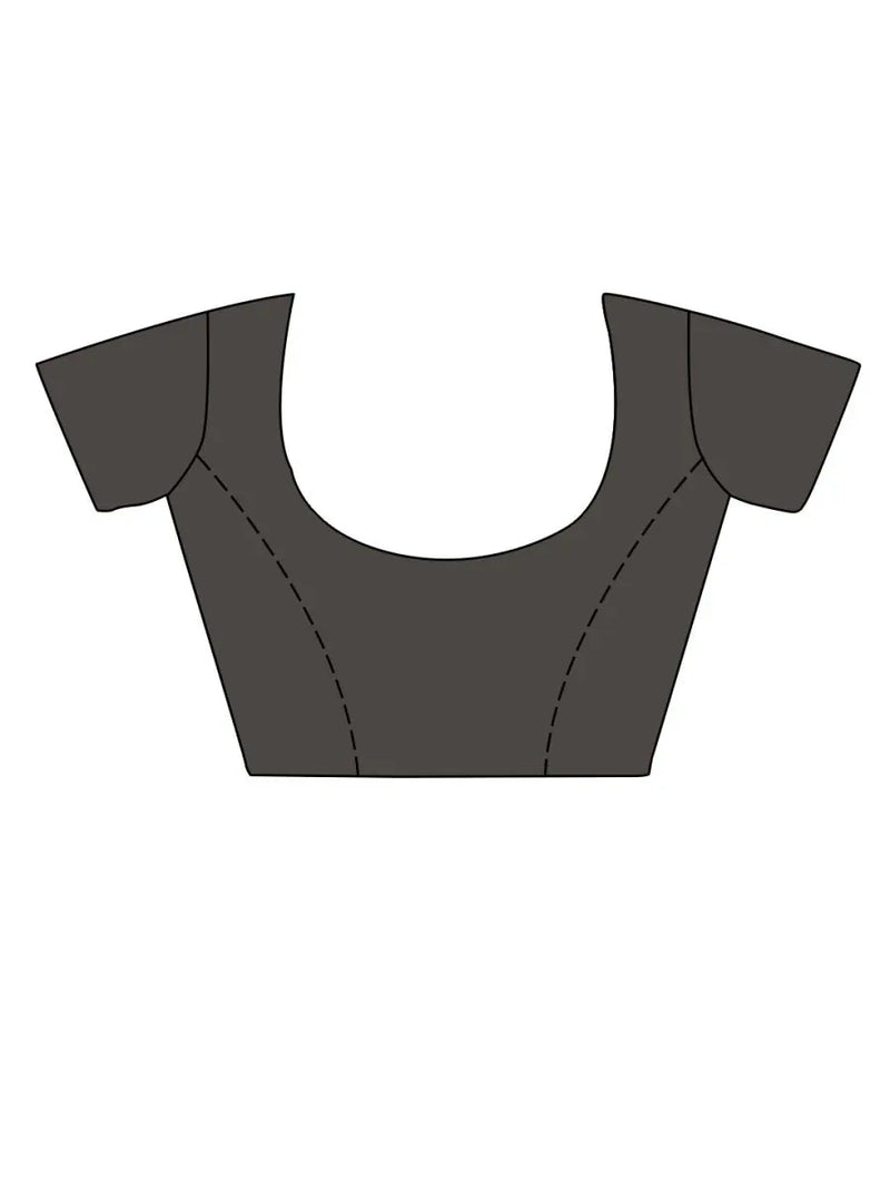 Grey Cotton Festive Wear Saree With Blouse Piece - EZBER