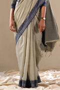 Grey Cotton Festive Wear Saree With Blouse Piece - EZBER