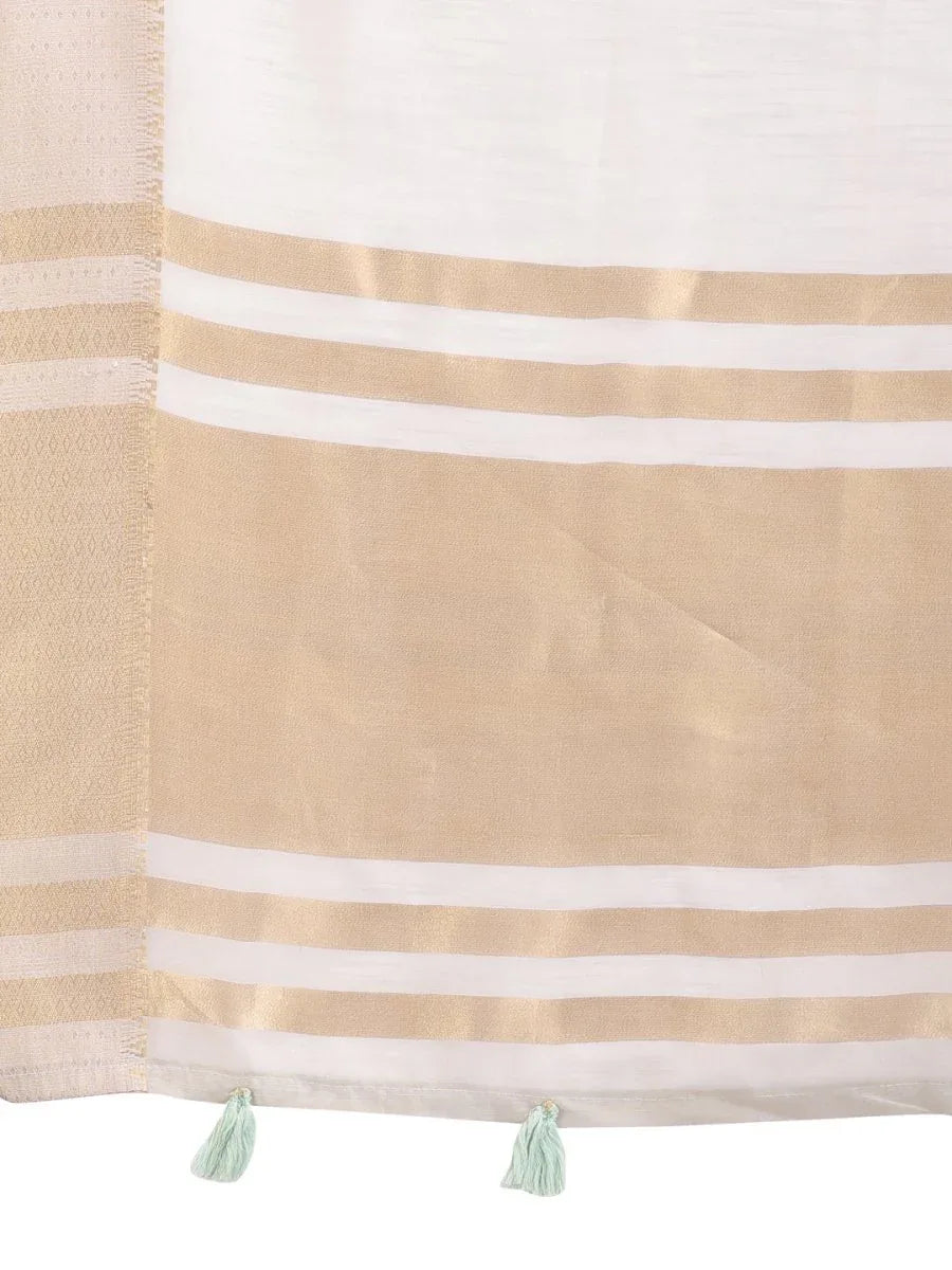 Grey Cotton Saree With Blouse Piece - EZBER