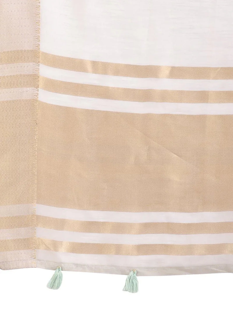 Grey Cotton Saree With Blouse Piece - EZBER