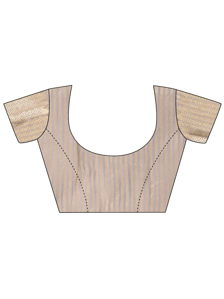 Grey Cotton Saree With Blouse Piece - EZBER