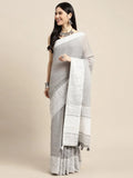 Grey GLORY LINEN Saree with Blouse Piece - EZBER