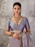 Grey Kanjivaram Silk Blend Brocade Saree | EZB SI04 SUPRS1005 - EZBER