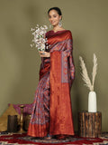 Grey Lichi Silk Saree With Blouse Piece - EZBER